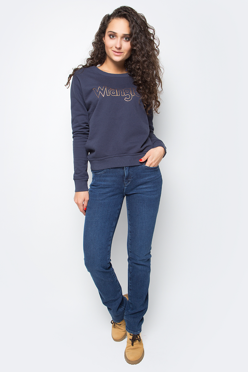 Свитшот женский Wrangler, цвет: синий. W6053HYTO. Размер L (46)W6053HYTO Свитшот женский Wrangler, цвет: синий. W6053HYTO. Размер L (46)W6053HYTOЖенский свитшот от Wrangler выполнен из натурального хлопка, обладает отличной терморегуляцией, воздухопроницаемостью, гипоаллергенностью, антибактериальнотсью, эластичностью, износостойкостью, хорошо выводит влагу наружу, обладает теплоизолирующими свойствами, даже если вы намокнете, свитшот продолжит сохранять тепло, быстро сохнет, прост в уходе, невероятно мягкий и приятный к телу. Модель имеет прямой, укороченный крой, позволяющий великолепно выглядеть с джинсами, ребристую окантовку шеи, манжет и подола. Свитшот с длинными рукавами на груди оформлен логотипом Wrangler. Супермодная модель для холодного сезона.
