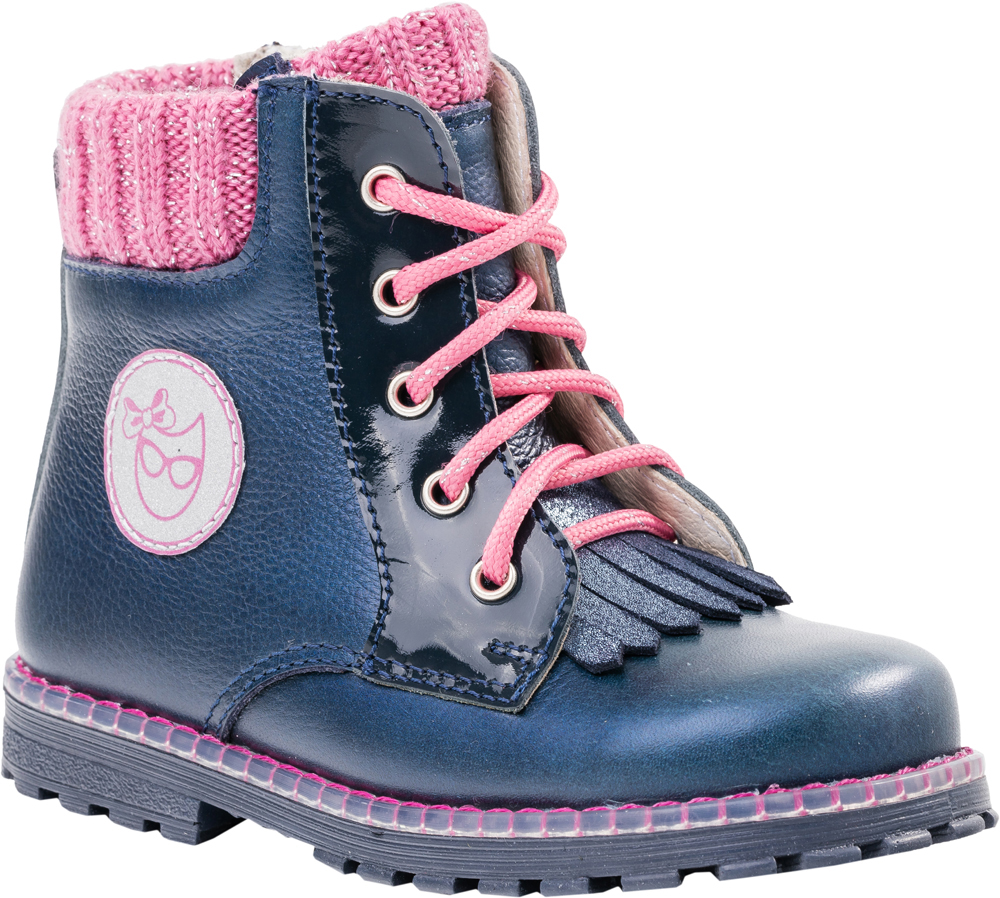 Ботинки для девочки Котофей, цвет: синий, розовый. 352157-31. Размер 28