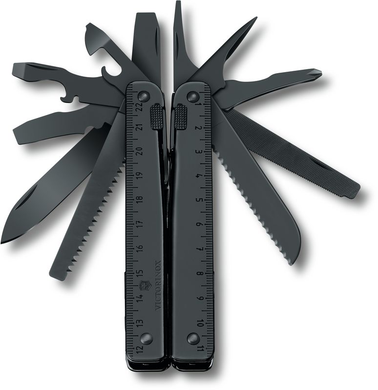 Мультитул Victorinox SwissTool BS, длина 11,5 см3.0323.3CN Мультитул Victorinox SwissTool BS, длина 11,5 см3.0323.3CNМультитулы SwissTool во многом экстемальны. Они экстремально удобны,экстремально функциональны и экстемально компактны. Каждый из них словно целый ящик с инструментами,упакованный в форму отдельного мультитула. Сегодня мы предлагаем новый вариант мультитула,произведенный из вороненой стали ультра-черного цвета. Благодаря отделке чернением новинка получила улучшенную защиту от коррозии. Обратите внимание,при первом использовании мультитулы могут оставлять на руках незначительные следы. Эти рабочие лошадки найдут множество применений дома,на работе или на отдыхе. Поставляемые в комплекте чехлы не только хорошо смотрятся, но и точно сшиты строго под размер мультитула. Характеристики: - Большое лезвие - Большое лезвие с серейторной заточкой - Гнездо для штопора - Длина 105 мм - Инструмент для сгибания поволоки - Инструмент для снятия изоляции - Консервный нож - Крестовая отвертка ? - Кусачки для твёрдой проволоки - Кусачки для тонкой и мягкой проволоки твёрдостью до 40 HRC - Линейка (дюймы) - Линейка (сантиметры) - Напильник по металлу - Обжимные кусачки - Отверстие для шнура - Отвертка 2 мм - Отвертка 3 мм - Отвертка 5 мм - Отвертка 7,5 мм - Открывалка для бутылок - Пила по дереву - Пила по металлу - Плоскогубцы - Пружины для фиксации инструментов - Скребок - Стамеска - Фиксирующий механизм - Фомка - Шило - Электрические щипцы