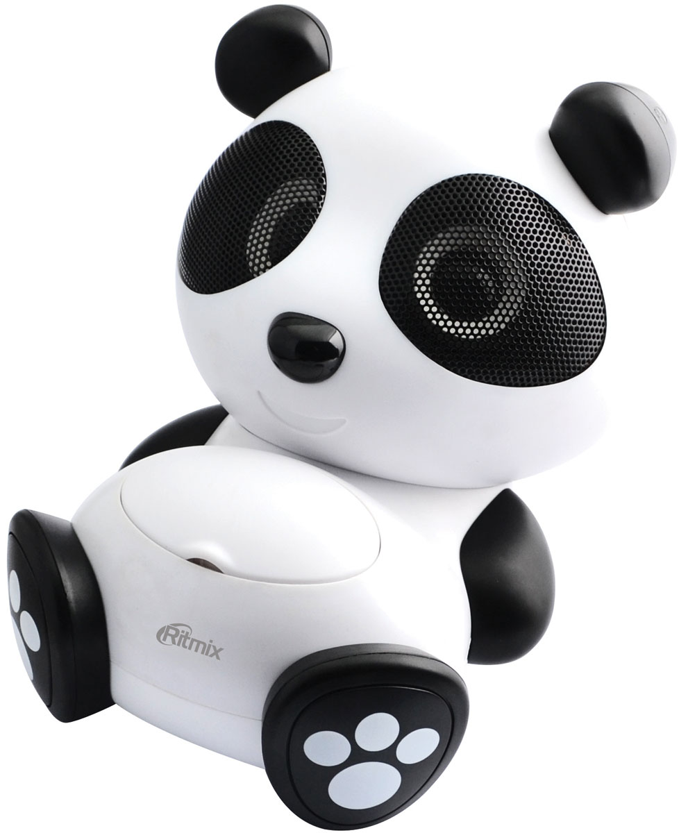 Ritmix ST-550 Panda портативная акустическая система15118370 Ritmix ST-550 Panda портативная акустическая система15118370Ritmix ST-550 Panda – милая колонка-панда, которая станет необычным функциональным подарком на любой праздник. Это полнофункциональная аудиосистема, которая отличается высоким качеством звучания и совместима с большинством мультимедийных и аудиоустройств (мобильные телефоны, MP3-плееры, персональные компьютеры, ноутбуки, планшетные компьютеры и другое).ST-550 Panda прекрасно подойдет для прослушивания музыки, аудиокниг и образовательных аудиоуроков. Колонка удобна и проста в управлении, питается как от сети, так и от батареек, что позволит брать её с собой на прогулки. Доступно несколько вариантов работы устройства: ST-550 Panda проигрывает музыку с SD-карт памяти, а также через AUX или USB-хост (до 32 Гб).Колонка имеет гипоаллергенный корпус. Также стоит отметить несомненный бонус: при покупке Ritmix ST-550 Panda в подарок идёт аудиокнига с сайта ЛитРес. У вас будет возможность выбрать книгу из предложенного списка на ваш выбор.Питание: от батареек - 4 x AA, внешнее - 5 В, 1200 мА