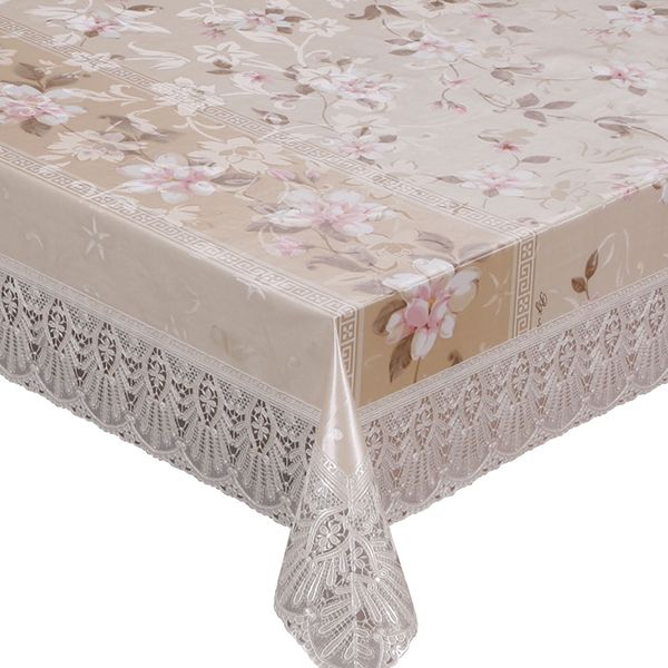 Скатерть Meiwa, овальная, цвет: белый, бежевый, 125 х 228 см. FPLUS-185 AZ WH/BE5791 Скатерть Meiwa, овальная, цвет: белый, бежевый, 125 х 228 см. FPLUS-185 AZ WH/BE5791Универсальная скатерть в индивидуальной упаковке, выполненная из ПВХ на нетканой основе. Технология создания скатертей под брендом Meiwa отличается высочайшим качеством и сочетанием нескольких эффектов на одном полотне. В данной скатерти применяется тиснение с эффектом перелива/шелка и печатный рисунок высокой четкости. Высокая пластичность и плотность материала создают иллюзию текстильной скатерти. Ажурная кайма с высокой детализацией элементов орнамента по контуру в сочетании с эффектом шелкового перелива придают изделию вид скатерти из благородных материалов. Скатерть красиво драпируется в углах стола, не скользит и не перемещается по гладкой поверхности, устойчива к загрязнениям и влаге, легко моется и быстро сохнет. Толщина изделия 0,3 мм. Плотность пленки 230 гр/м2, плотность основы 40 гр/м2.