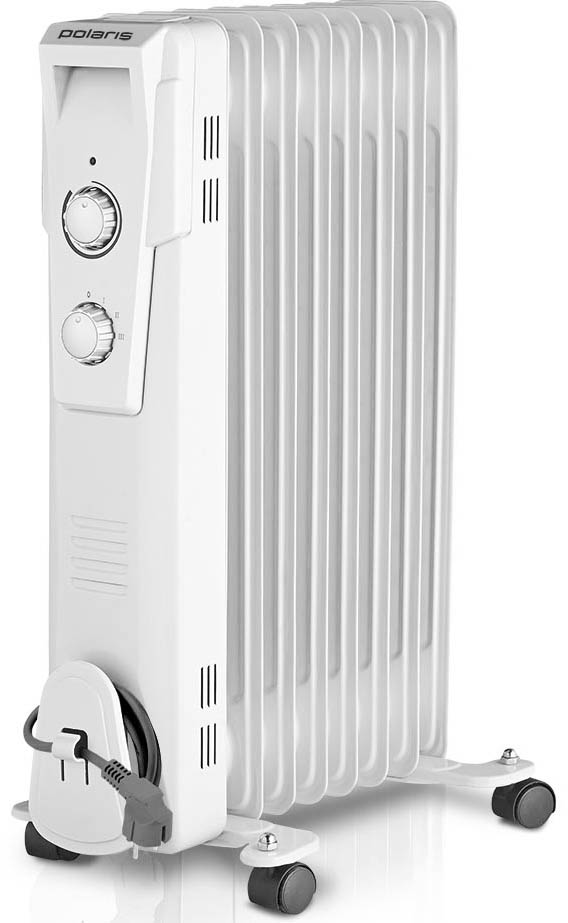 Polaris PRE G 0820 масляный радиатор006626 Polaris PRE G 0820 масляный радиатор006626Масляный радиатор Polaris PRE G 0820 обладает всеми теми характеристиками, которые позволяют эффективно обогревать помещения в холодное время года. Внутри данной модели обогревателя расположены ТЭНы, которые прогревают минеральное масло до высоких температур. Это позволяет нагреть 8 металлических секций и обеспечить нужный температурный режим в помещении площадью до 24 квадратных метров. Следует отметить, что такой обогреватель на протяжении определенного времени отдает тепло даже после отключения питания.Пользователь может самостоятельно выбрать один из режимов нагрева, исходя из своих потребностей. Если регулятор мощности установлен на отметке I, энергопотребление радиатора составляет не более 800 Вт. Отметки II и III соответствуют показателям мощности 1200 и 2000 ватт. Этого вполне достаточно даже для прогрева помещений с панорамными стеклами и высокими потолками.Масляный радиатор Polaris PRE G 0820 оснащен регулируемым термостатом, который дает возможность поддерживать в обогреваемом помещении заданную температуру. Для этого достаточно медленно повернуть регулятор термостата против часовой стрелки ровно до того момента, когда погаснет индикатор. Как только температура в помещении понизится, устройство автоматически включится и снова деактивируется при достижении необходимого температурного режима.Удобство использования обогревателя PRE G 0820 обеспечивает удобная ручка и колесики, которые помогут перемещать устройство по дому, вне зависимости от напольного покрытия. Хранение данного масляного радиатора существенно упрощает устройство, предназначенное для намотки сетевого шнура.Система безопасности автоматические отключает радиатор Polaris PRE G 0820 в случае его перегрева.