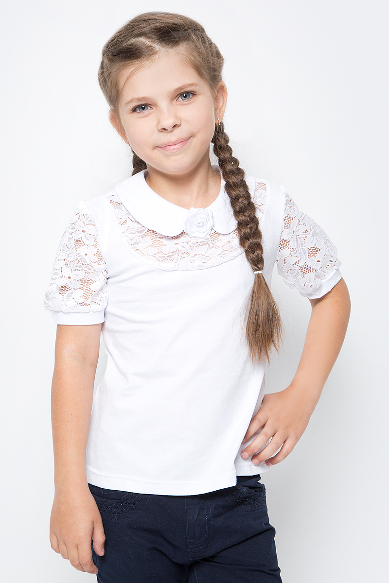 Блузка для девочки Nota Bene, цвет: белый. CJR27044_1. Размер 128