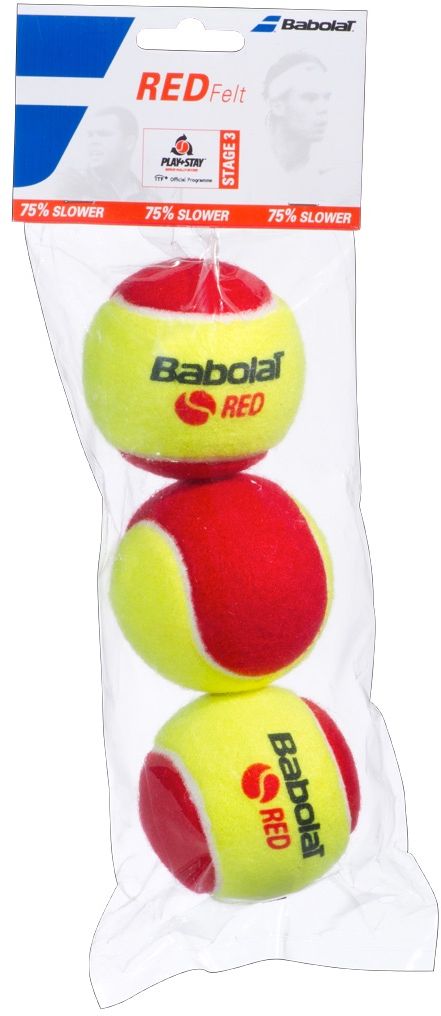 Теннисные мячи Babolat Red Felt, 3 шт501036 Теннисные мячи Babolat Red Felt, 3 шт501036Войлочные мячи. Скорость отскока на 75% медленее. 3 мяча в пакете.
