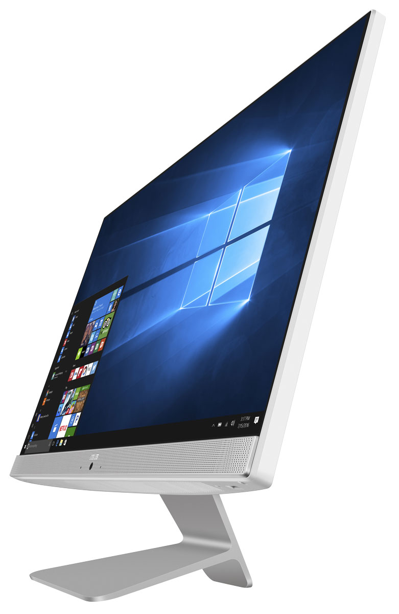 ASUS Vivo AiO V241ICGK-WA014T, White моноблокV241ICGK-WA014T ASUS Vivo AiO V241ICGK-WA014T, White моноблокV241ICGK-WA014TASUS Vivo AiO V241ICGK - это самая тонкая модель в линейке моноблочных компьютеров Vivo AiO. Она будет особенно хороша для мультимедийных приложений, поскольку включает в себя высококачественную встроенную аудиосистему, выдающую мощный звук с минимальным уровнем искажений.При создании облика моноблочного компьютера Vivo AiO V241ICGK дизайнеры и инженеры ASUS старались минимизировать число отвлекающих деталей, но при этом сделать его максимально удобным в использовании. Изящная и прочная подставка, выполненная из цельной алюминиевой заготовки, позволяет легко задать комфортный угол наклона экрана.Vivo AiO V241ICGK оснащается 23,8-дюймовым дисплеем формата Full HD (1920х1080 пикселей), который выдает детализированную картинку с насыщенными цветами. Этому способствуют эксклюзивные технологии Splendid и Tru2Life Video, оптимизирующие изображение в зависимости от используемых приложений.В аппаратную конфигурацию Vivo AiO V241ICGK входит процессор Intel Core i3-7100U седьмого поколения, который обладает большей производительностью по сравнению с предыдущим поколением. Таким образом, этот моноблочный компьютер прекрасно подходит для повседневных задач, от просмотра сайтов и видео до работы с электронной почтой.Vivo AiO V241ICGK оснащается дискретной видеокартой NVIDIA GeForce 930MX, которая обеспечивает более высокую производительность, чем встроенное графическое ядро, и гарантирует плавное воспроизведение видеоматериалов в форматах высокой четкости.Моноблочный компьютер Vivo AiO V241ICGK наделен высококачественной встроенной акустической системой. Включенные в ее состав фронтальные динамики используют волноводы, акустические камеры увеличенного объема и интеллектуальные усилители, чтобы обеспечить более мощный звук при минимальном уровне искажений. Впечатляющие басы и широкий динамический диапазон приятно удивят всех любителей хорошего звука.Благодаря эксклюзивной аудиотехнологии SonicMaster Premium встроенная аудиосистема компьютера Vivo AiO V241ICGK может похвастать мощными басами и кристально чистым воспроизведением вокала - даже на максимальном уровне громкости.Для настройки звучания служит функция AudioWizard, предлагающая выбрать один из пяти вариантов работы аудиосистемы, каждый из которых идеально подходит для определенного типа приложений (музыка, фильмы, игры, звукозапись и воспроизведение голоса).Благодаря встроенному микрофонному массиву Vivo AiO V241ICGK позволяет взаимодействовать с операционной системой Windows 10 и созданными для нее приложениями посредством вашего собственного голоса - используя технологию голосового управления Cortana.Vivo AiO V241ICGK предлагает множество проводных и беспроводных интерфейсов. На его задней панели можно обнаружить четыре порта USB 3.0 Type-A, чья пропускная способность в 10 раз превышает возможности USB 2.0. Кроме того, на боковой грани имеется разъем USB 2.0. Подключение к сетям Wi-Fi осуществляется с помощью двухдиапазонного модуля стандарта 802.11ac с максимальной скоростью передачи данных до 867 Мбит/с, а для вывода изображения на внешний монитор или телевизор служит полноразмерный порт HDMI.Точные характеристики зависят от модели.Моноблок сертифицирован EAC и имеет русифицированную клавиатуру и Руководство пользователя.