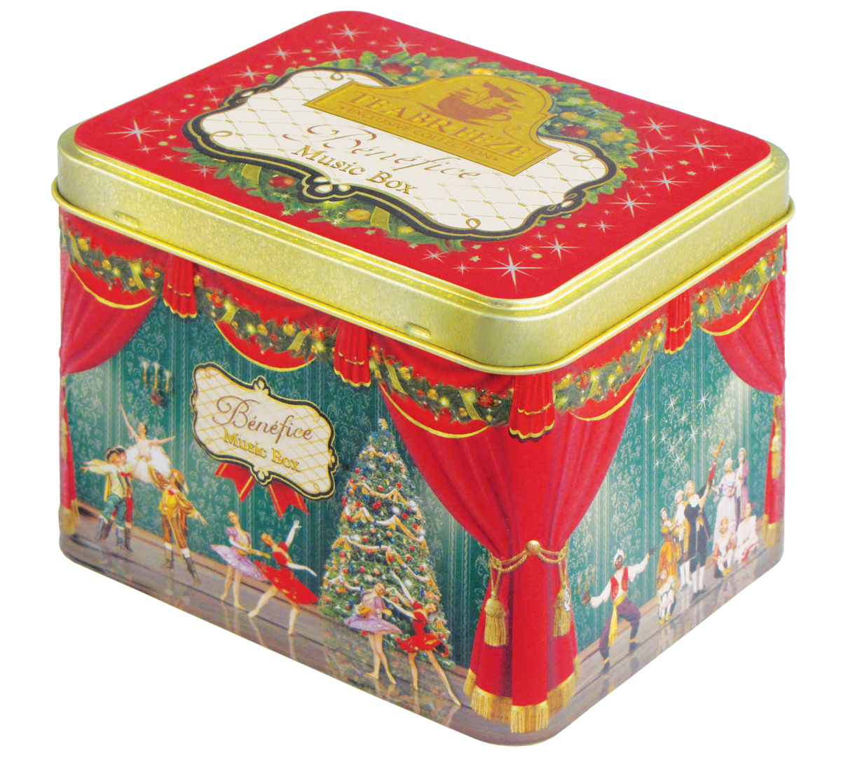 Teabreeze Бенефис новогодняя музыкальная шкатулка,100 г4620009891742 Teabreeze Бенефис новогодняя музыкальная шкатулка,100 г4620009891742Новогодний музыкальная шкатулка Benefice. Чай Королевский Цейлон. Состав: чай черный цейлонский байховый крупнолистовой. Высший сорт.