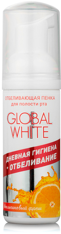 Global White Отбеливающая пенка для полости рта глобал вайт Апельсиновый фреш 50 мл
