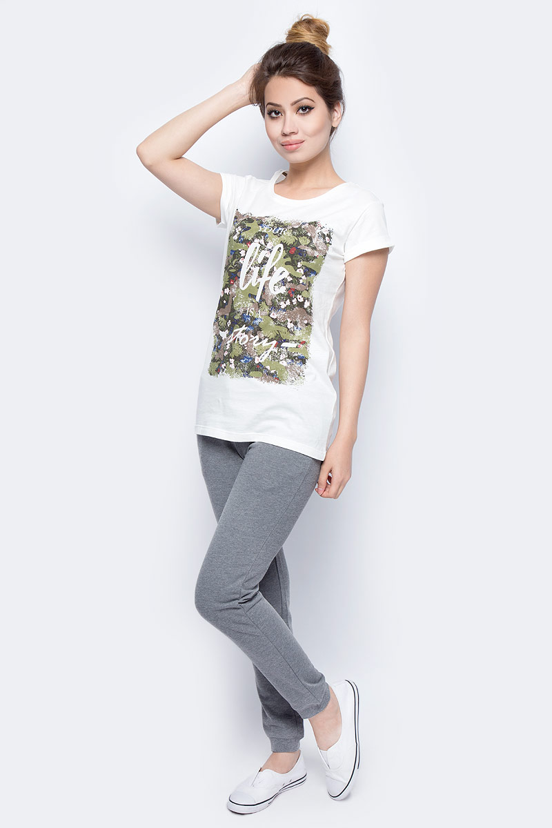 Футболка женская Sela, цвет: молочный. Ts-311/1147-7311. Размер S (44)Ts-311/1147-7311 Футболка женская Sela, цвет: молочный. Ts-311/1147-7311. Размер S (44)Ts-311/1147-7311Женская футболка от Sela выполнена из натурального хлопкового трикотажа. Модель полуприлегающего силуэта с короткими рукавами и круглым вырезом горловины оформлена принтом.