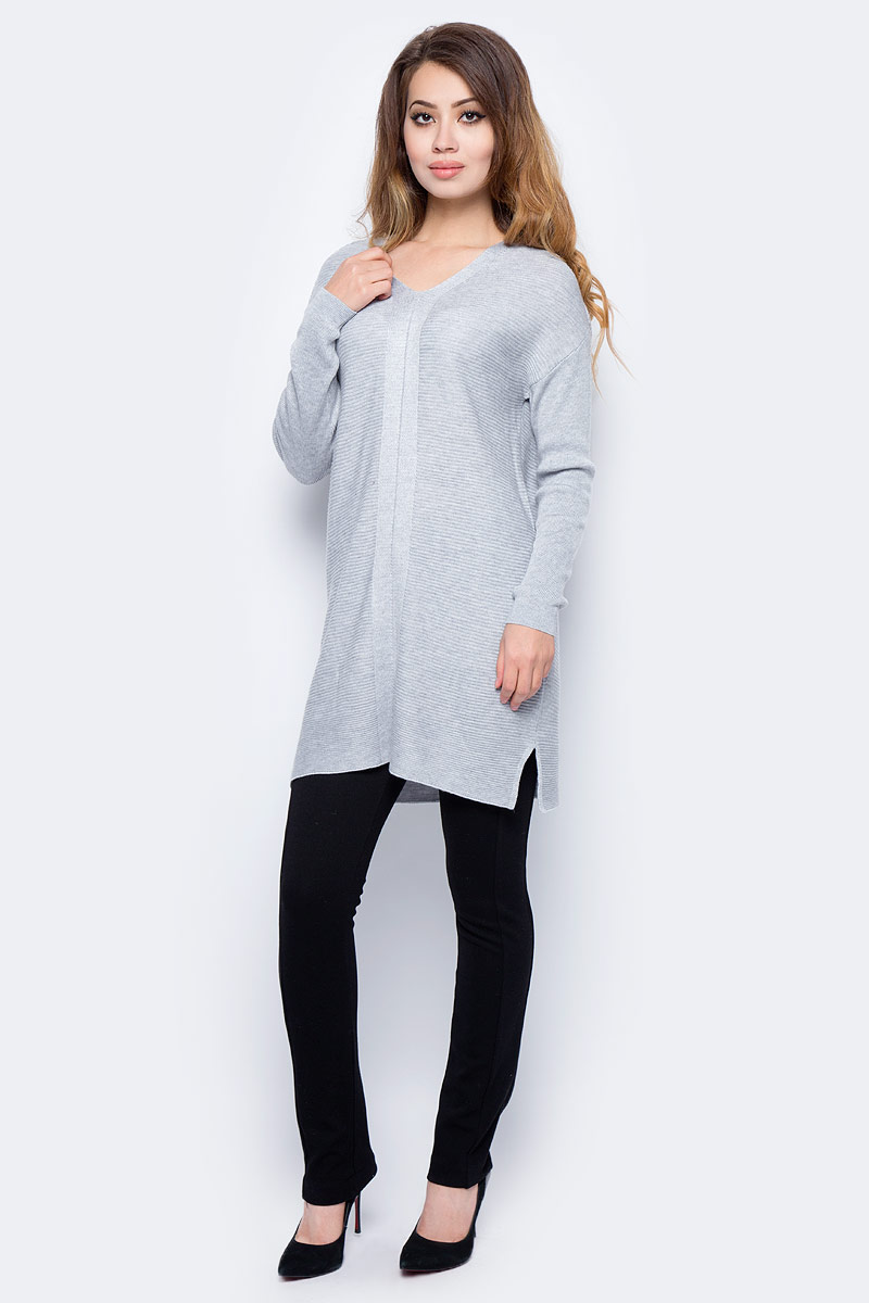 Туника женская Sela, цвет: серый меланж. TKsw-114/1203-7321. Размер S (44)TKsw-114/1203-7321 Туника женская Sela, цвет: серый меланж. TKsw-114/1203-7321. Размер S (44)TKsw-114/1203-7321Модная туника от Sela выполнена из пряжи сложного состава. Модель прямого силуэта с длинными рукавами и V-образным вырезом горловины.
