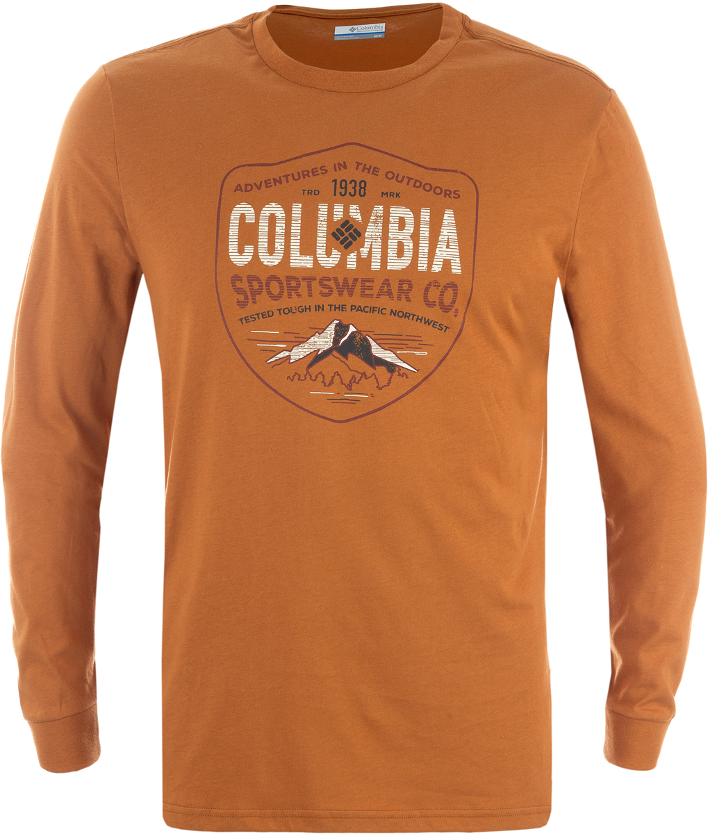 Лонгслив мужской Columbia Rugged Shield Ls M T-Shirt, цвет: коричневый. 1739411-708. Размер S (44/46)1739411-708 Лонгслив мужской Columbia Rugged Shield Ls M T-Shirt, цвет: коричневый. 1739411-708. Размер S (44/46)1739411-708Мужской лонгслив Rugged Shield от Columbia, выполненный из натуральных тканей прекрасно дополнит гардероб. Модель прямого кроя с длинными рукавами и круглым вырезом горловины. Спереди изделие оформлено принтом с названием бренда.