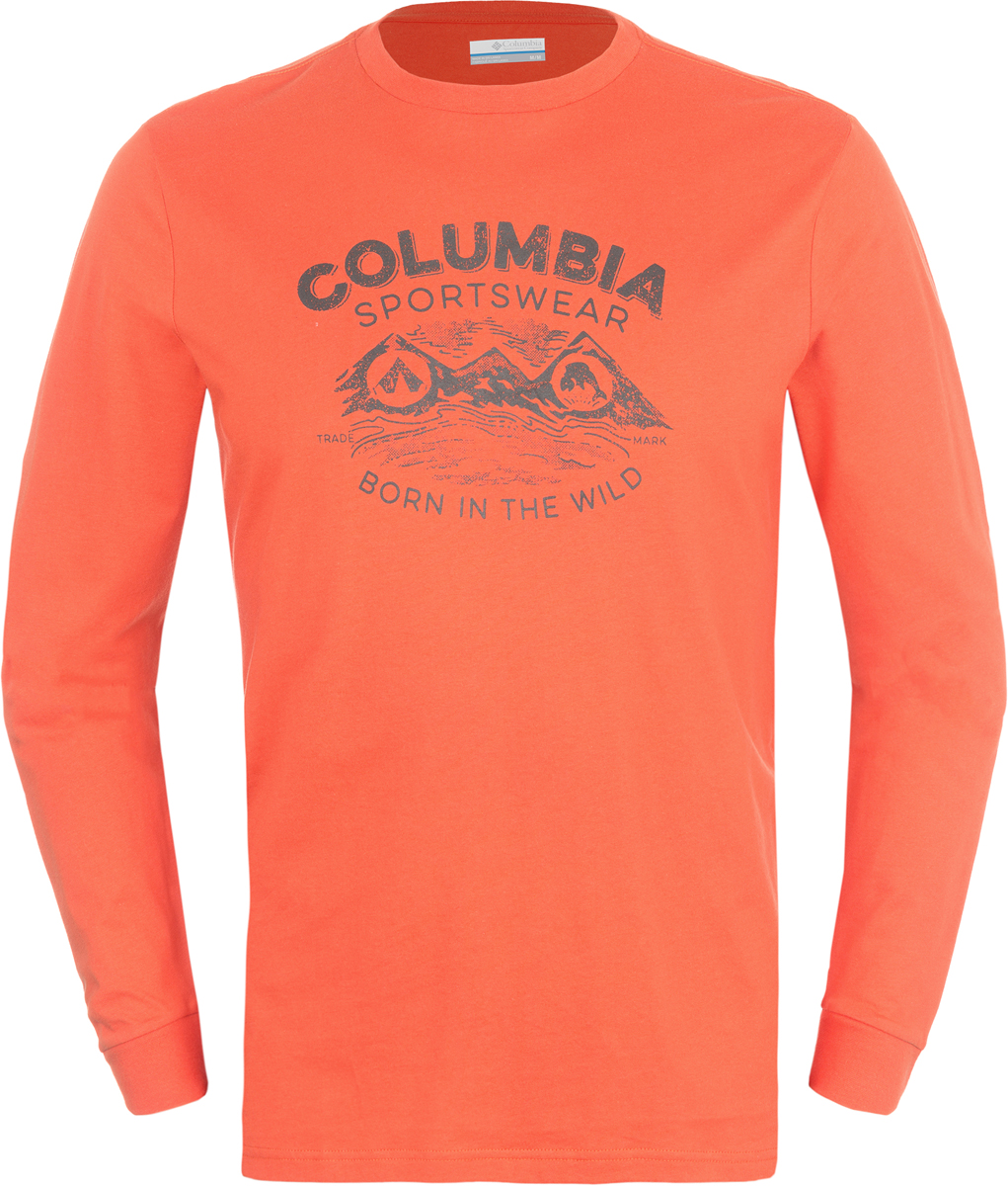 Лонгслив мужской Columbia Born In The Wild Ls M T-Shirt, цвет: оранжевый. 1739421-834. Размер S (44/46)1739421-834 Лонгслив мужской Columbia Born In The Wild Ls M T-Shirt, цвет: оранжевый. 1739421-834. Размер S (44/46)1739421-834Мужской лонгслив от Columbia, выполненный из натуральных тканей прекрасно дополнит гардероб. Модель с длинными рукавами и круглым вырезом горловины оформлена текстовым принтом.