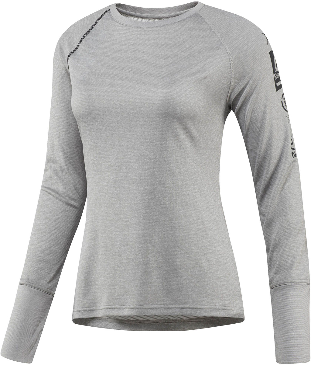 Термобелье кофта женская Reebok Outdoor Thermal, цвет: серый. S96420. Размер L (50/52)S96420 Термобелье кофта женская Reebok Outdoor Thermal, цвет: серый. S96420. Размер L (50/52)S96420В этой удобной футболке с длинным рукавом от Reebok тренировки на улице будут приносить еще больше радости. Теплый материал с технологией отвода влаги подарит ощущение комфорта и сухости. Плоские швы предотвращают риск натирания, а эластичные манжеты обеспечат оптимальную посадку. Облегающий крой идеально подходит для тренировок и повторяет каждое движение.Идеально для занятий спортом в прохладную погоду. Технология Speedwick отводит излишки влаги с поверхности тела, оставляя ощущение сухости и комфорта.Плоские швы сводят к минимуму риск натирания.Модель выполнена из ткани двойного плетения для эластичности и тепла.