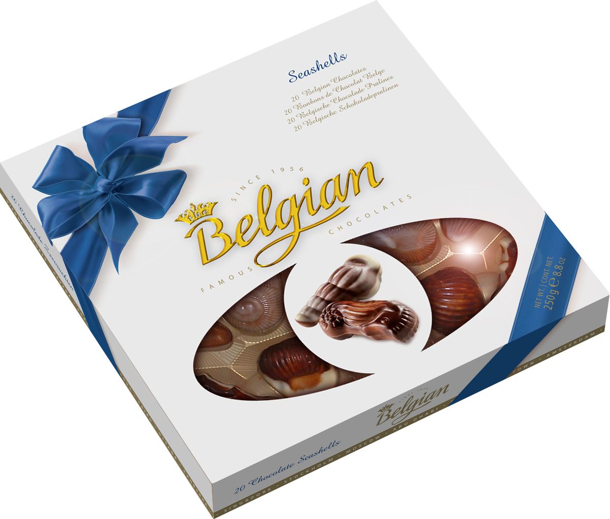 The Belgian Дары моря набор шоколадных конфет (синий), 250 г07.01.2015 The Belgian Дары моря набор шоколадных конфет (синий), 250 г07.01.2015В аромате конфет преобладают оттенки какао-бобов, украшенные легкими ванильными нотками. Конфеты составят прекрасную пару с чаем, кофе или капучино. Их можно предложить детям к молоку или какао. Трюфели станут замечательным дополнением к бокалу виски.