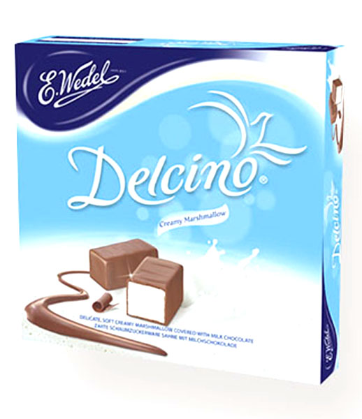 E.Wedel Delcino маршмеллоу в молочном шоколаде, 190 г7.22.22 E.Wedel Delcino маршмеллоу в молочном шоколаде, 190 г7.22.22Оригинальное бельгийское лакомство - воздушный, как облачко, зефир маршмеллоу с нежным ванильным вкусом покрыт слоем молочного шоколада. Эти конфеты станут прекрасным угощением к чаю или кофе.