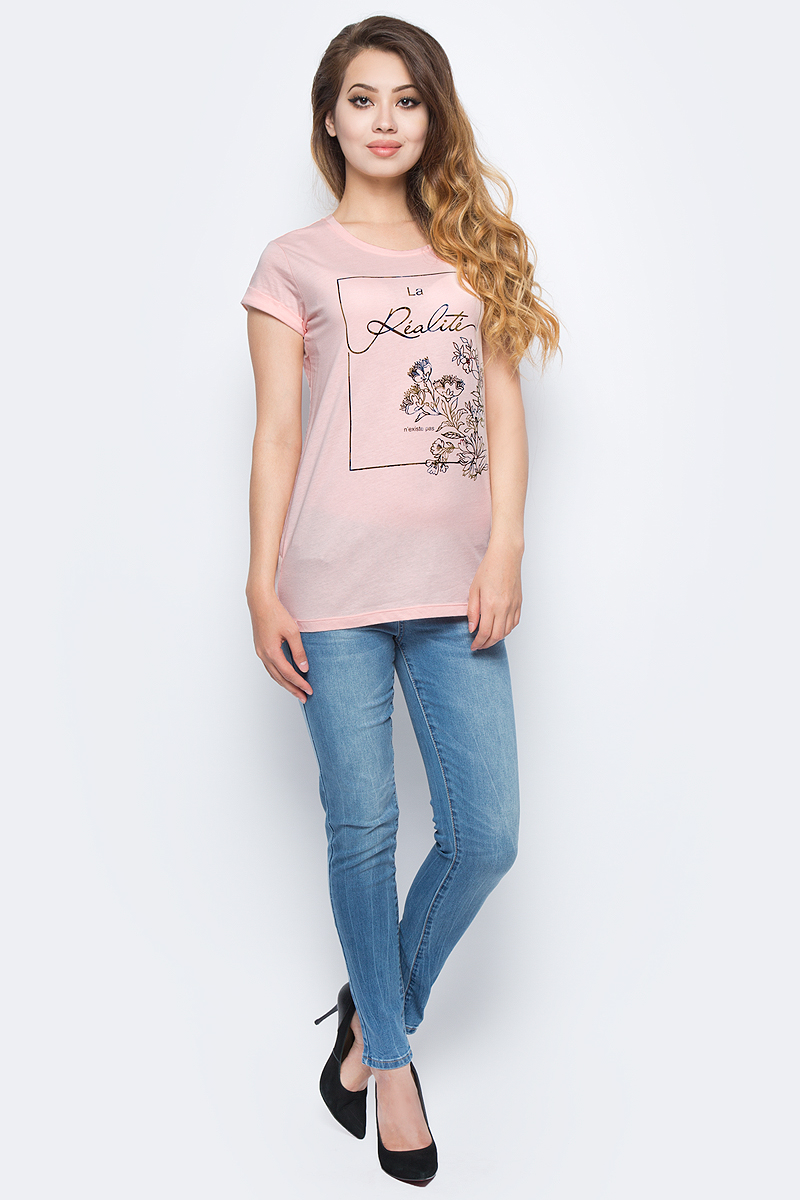 Футболка женская Sela, цвет: светлый персик. Ts-311/1147-7311. Размер S (44)Ts-311/1147-7311 Футболка женская Sela, цвет: светлый персик. Ts-311/1147-7311. Размер S (44)Ts-311/1147-7311Женская футболка от Sela выполнена из натурального хлопкового трикотажа. Модель полуприлегающего силуэта с короткими рукавами и круглым вырезом горловины оформлена принтом.