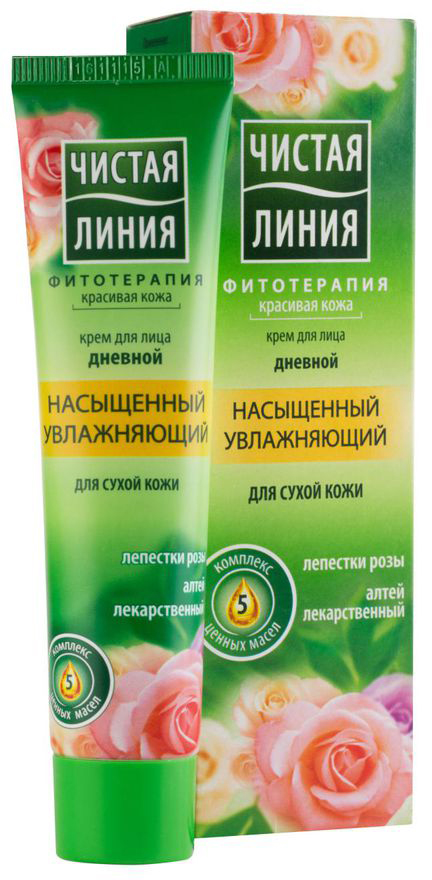 Чистая Линия Фитотерапия Дневной крем для лица Насыщенный увлажняющий 40 мл1106298122 Чистая Линия Фитотерапия Дневной крем для лица Насыщенный увлажняющий 40 мл1106298122Природные компоненты: Лепестки розы Алтей лекарственный Комплекс 5 ценных масел Результат: Обеспечивает глубокое увлажнение, смягчает кожу. Успокаивает, освежает, делает кожу гладкой.