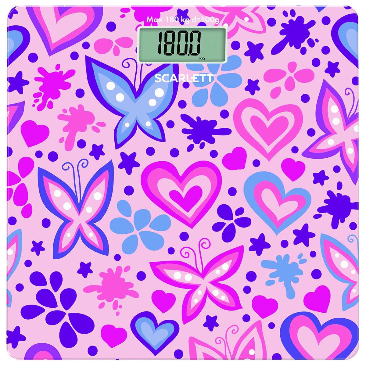 Scarlett SC-BS33E092, Butterfly And Heart весы напольныеSC-BS33E092 Scarlett SC-BS33E092, Butterfly And Heart весы напольныеSC-BS33E092Напольные электронные весы Scarlett SC-BS33E092 - неотъемлемый атрибут здорового образа жизни. Они необходимы тем, кто следит за своим здоровьем, весом, ведет активный образ жизни, занимается спортом и фитнесом. Очень удобны для будущих мам, постоянно контролирующих прибавку в весе, также рекомендуются родителям, внимательно следящим за весом своих детей.