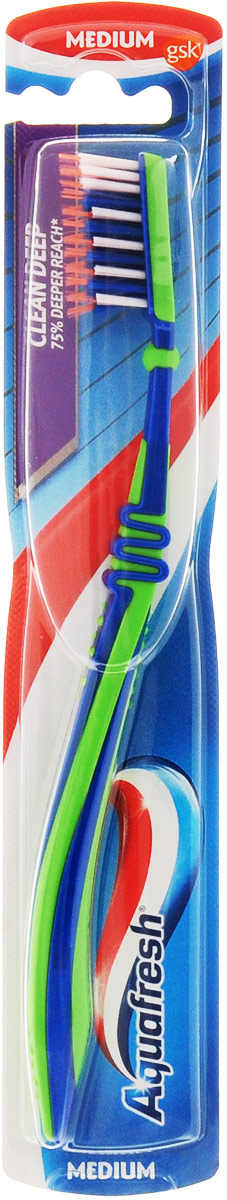 Aquafresh Зубная щетка Clean Deep, средней жесткости, цвет салатовый, синий