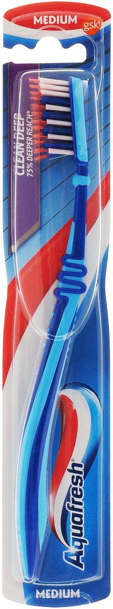 Aquafresh Зубная щетка Clean Deep, средней жесткости, цвет голубой, синий