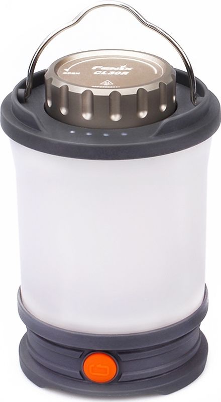 Фонарь кемпинговый Fenix CL30R, цвет: черныйCL30R Фонарь кемпинговый Fenix CL30R, цвет: черныйCL30RОписание фонаря Fenix CL30R:Фонарь Fenix CL30R адресован всем любителям активно проводить время с палатками на природе. Это кемпинговая модель, которая обеспечит хорошее освещение на достаточно большой территории. Диаметр освещения для CL30R составляет 35 метров. При этом, благодаря наличию рассеивающей линзы, свет равномерно расходится одновременно во всех направлениях. Максимально доступная для данного фонаря яркость составляет 650 люмен.Модель поддерживает сразу шесть режимов освещения, что позволяет не только выбрать нужную яркость, но и использовать фонарь для подачи сигналов. Максимально яркий свет на 650 люмен обеспечивает режим Turbo. Практически в половину менее яркий — режим High на 350 люмен. Естественно, и территория, которую будет освещать фонарь, в этом режиме будет меньшей. Затем следуют режим Mid на 100 люмен, Low на 50 люмен и Eco на 10 люмен. Последний из режимов лучше всего подходит для дополнительной ночной подсветки внутри палатки. Помимо того, производители позаботились, чтобы с помощью фонаря CL30R можно было подавать светом сигналы. Для этого используется режим Flash с яркостью 100 люмен. Это мигающий свет, который максимально хорошо заметен на большом расстоянии.Для работы фонаря CL30R потребуются аккумуляторы размера 18650. Полный набор включает три элемента питания, но если окажется необходимым, данная модель в состоянии работать и на одном или двух аккумуляторах. В этом случае длительность работы фонаря уменьшится. Производители также привели данные о времени автономной работы CL30R при использовании фирменных аккумуляторов на 2600 мАч и на 3400 мАч. Для режима Turbo это 4 с половиной и 6 часов, для режима High — 9 и 12 часов, для режима Mid — 38 и 51 час, для режимов Low и Flash — 70 и 93 часа, для режима Eco — 300 и 400 часов. Таким образом, емкость и качество элементов питания напрямую влияет на период автономной работы кемпингового фонаря.Модель CL30R управляется при помощи одной кнопки. Она используется как для выбора режимов, так и для включения индикатора заряда. В индикаторе используются 4 лампочки. Если загорается одна из них, то уровень заряда уже снизился до 35% или более. Две включенные лампочки указывают на уровень заряда 36-60%. Три индикатора говорят о заряде на уровне 61-85%. Наконец, если светятся все четыре лампочки, то заряда в аккумуляторах — более 85%.Корпус фонаря сделан плоским снизу, чтобы его можно было просто поставить на стол или камень. CL30R также можно подвесить, используя кольцо из металла на верхней части корпуса. Помимо того, в дне фонарика имеется резьба для его крепления на штатив. Так что использовать этот кемпинговый фонарь можно тем способом, который будет для вас удобнее. Кроме того, он подойдет для освещения туристической стоянки или места стоянки рыбаков и охотников круглый год. Этот фонарь отлично защищен от влаги (IPX-7 стандарт) и хорошо приспособлен для работы во время морозов.Особенности:предел яркости фонаря — 650 люмен;предусмотрено 6 режимов освещения;понятная система управления;работа от аккумуляторов 18650;фонарь может служить источником энергии для других приборов;встроен индикатор для контроля за уровнем заряда;фонарь защищен от попадания внутрь воды;может использоваться зимой;три варианта креплений фонаря;размер освещаемой территории — 35 метров.#siUГарантия: Приобретая фонарь для кемпинга Fenix CL30R, вы получаете на него гарантию на 5 лет.