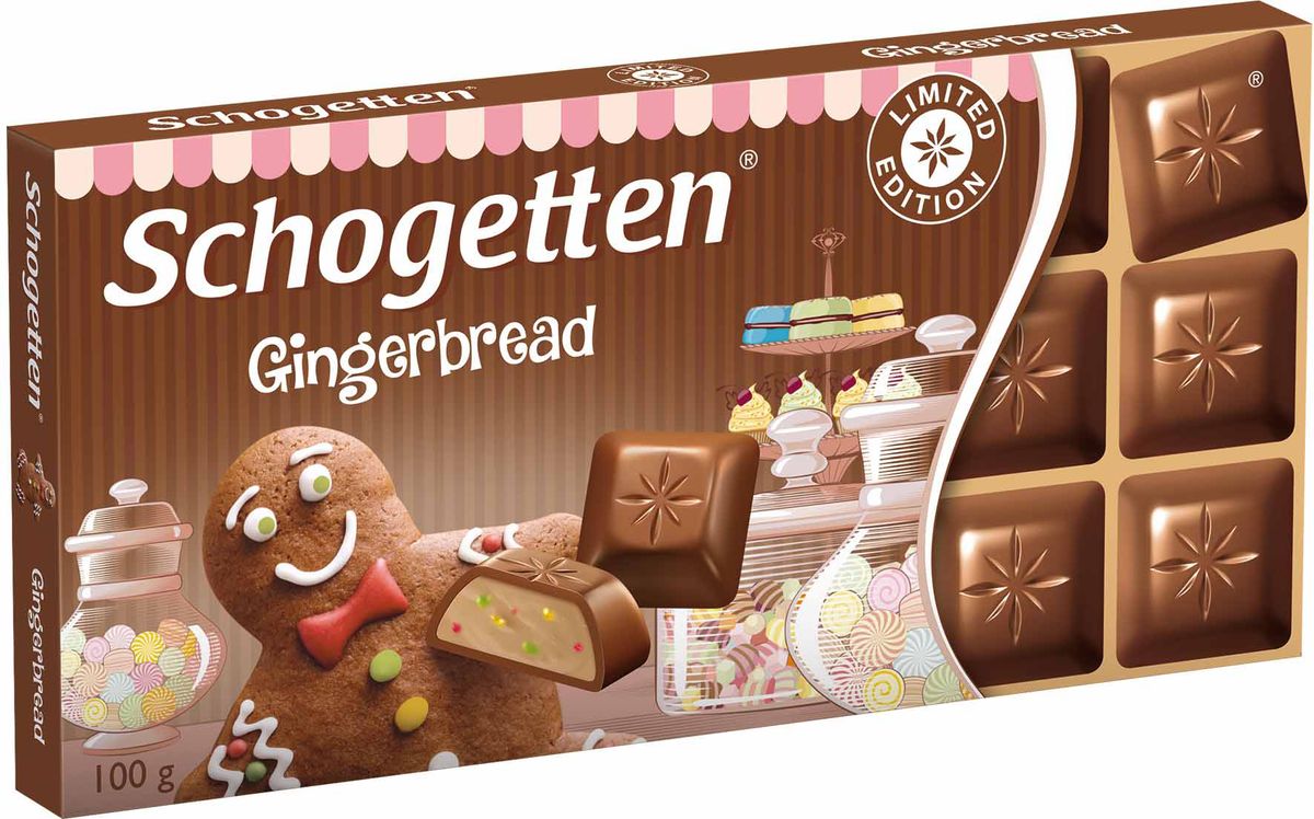 Schogetten Gingerbread альпийский молочный шоколад с кремовой начинкой, 100 г190-02470 Schogetten Gingerbread альпийский молочный шоколад с кремовой начинкой, 100 г190-02470Шоколад, который не нужно ломать. Оригинальное сочетание молочного шоколада и пряника.