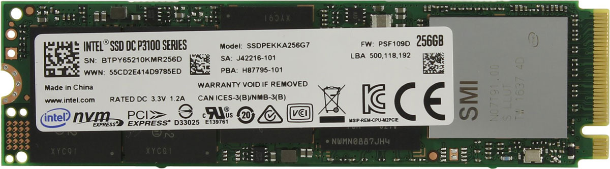 Intel DC P3100 Series 256GB SSD-накопитель (SSDPEKKA256G701)470532 Intel DC P3100 Series 256GB SSD-накопитель (SSDPEKKA256G701)470532SSD-накопитель Intel DC P3100 Series станет хорошим решением для создания системного диска. Операционная система, установленная на представленную модель, станет загружаться и работать существенно быстрее по сравнению со стандартными механическими жесткими дисками.Накопитель Intel DC P3100 Series изготавливается с использованием технологии TLC, способной обеспечить максимальное быстродействие и надежность на весь срок эксплуатации.Форм-фактор М.2 позволяет устанавливать представленную модель в самые современные материнские платы.