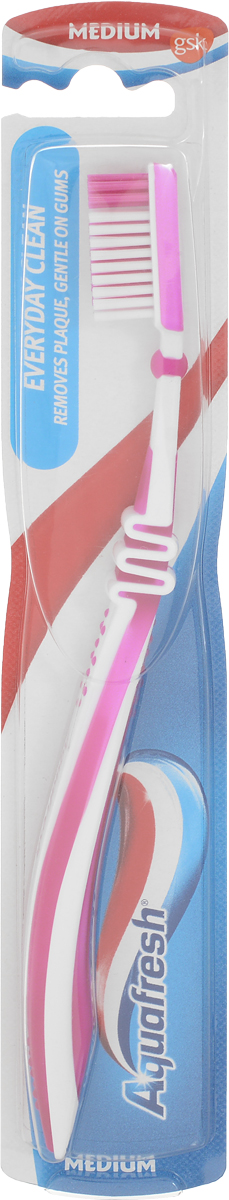 Aquafresh Зубная щетка Everyday Clean, средней жесткости, цвет розовый