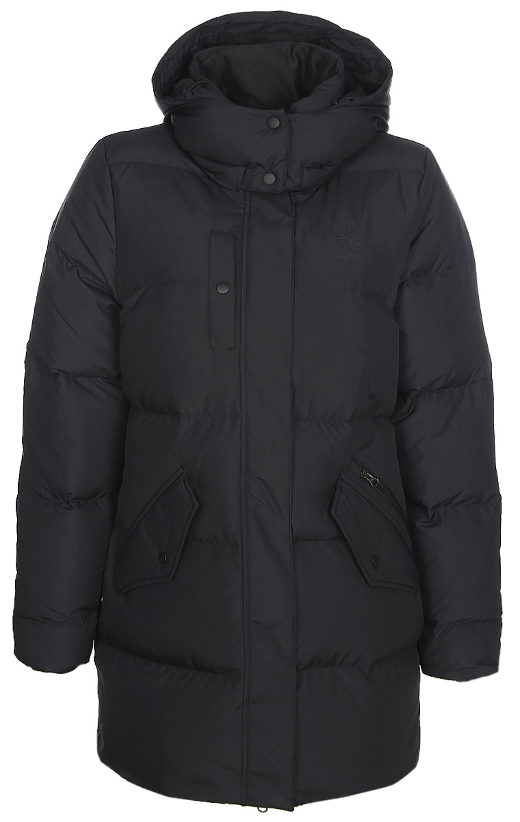 Пуховик женский Reebok F Down Long, цвет: черный. BS3523. Размер S (42/44)BS3523 Пуховик женский Reebok F Down Long, цвет: черный. BS3523. Размер S (42/44)BS3523Женский пуховик от Reebok выполнен из высококачественного материала с добавлением шерсти с наполнителем из пуха и пера. Модель с отстегивающимся капюшоном застегивается на молнию и имеет ветрозащитный клапан на кнопках. Спереди пуховик дополнен двойными карманами на молниях и с клапанами на кнопках. На груди имеется прорезной кармашек на молнии.
