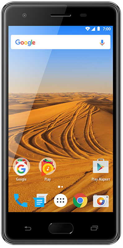 Vertex Impress Dune 4G, BlackVDN-BLK Vertex Impress Dune 4G, BlackVDN-BLKСмартфон Vertex Impress Dune – функциональный 4G смартфон с HD дисплеем с технологией On-Cell и кнопкой Home.Смартфон Vertex Impress Dune оснащен большим и ярким IPS дисплеем размером 5 дюймов с разрешением HD и с технологией On-Cell, что дополняет стильный образ смартфона и позволяет максимально комфортно использовать возможности модели. IPS-матрица дисплея обеспечивает широкие углы обзора, а также высокую контрастность изображений и качественную цветопередачу. Эргономичный корпус с закругленными краями обеспечивает удобство использования смартфона при повседневном общении. Благодаря 4-х ядерному процессору модель превосходно справляется с решением повседневных задач. Мощность процессора обеспечивает бесперебойную работу операционной системы и установленных приложений. Смартфон оснащен 1 ГБ оперативной памяти и 8 ГБ встроенной, что позволяет эффективно использовать возможности интерфейса: Интернет, игры, приложения, фото и видеосъемка, электронные книги и прочие дополнительные smart-функции.Наличие двух камер 8 МП и 5 МП дает возможность делать фото, снимать видео, совершать видеозвонки, общаться в Skype. Дополнительные преимущества основной камеры: светодиодная вспышка.Для того, чтобы вы смогли всегда оставаться на связи модель Impress Dune поддерживает работу двух SIM-карт, активных в режиме ожидания. Благодаря этому можно использовать возможности сразу двух операторов связи так, как удобно вам.Смартфон оснащен датчиками освещенности, приближения и акселерометром. Поддерживает smart-функции ОС. Обновление ПО происходит по воздуху.Смартфон получил новейшую операционную систему Android 7.0 Nougat. Новая ОС стала еще более функциональной и удобной для пользователя. В Android 7.0 появляется ряд дополнительных возможностей и режимов работы, в большей степени ориентированных на пользователя. Смартфон Impress Dune поддерживает высокоскоростной 4G интернет, что обеспечивает быструю передачу данных. Благодаря доступу к сетям LTE веб-серфинг стал еще проще и комфортнее: быстрая загрузка интернет-страниц, мгновенная отправка сообщений и файлов, просмотр видео на высокой скорости. Игры, фильмы, социальные сети - все намного быстрее!Смартфон сертифицирован EAC и имеет русифицированный интерфейс меню и Руководство пользователя.