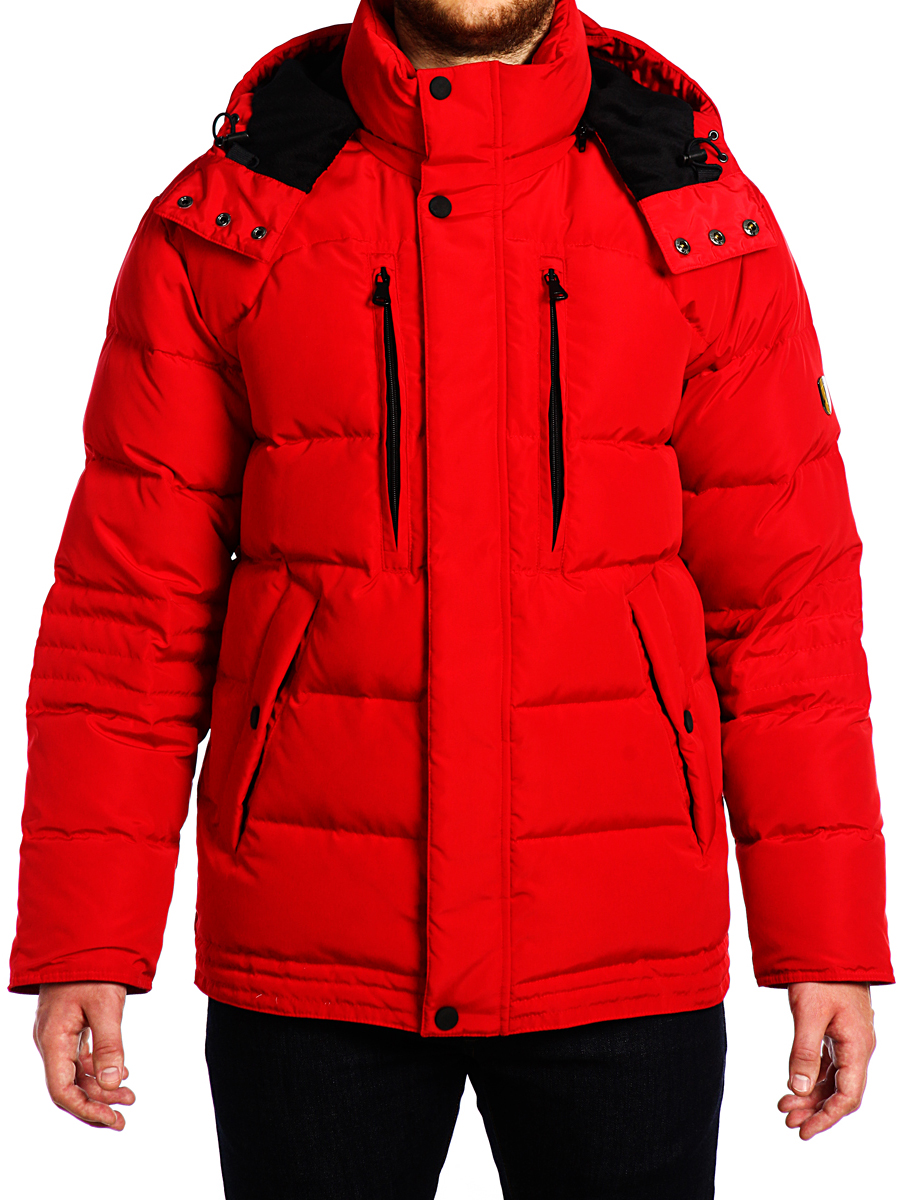 Пуховик мужской Xaska, цвет: красный. 15503. Размер 4615503_Urban Red Пуховик мужской Xaska, цвет: красный. 15503. Размер 4615503_Urban RedКуртка пуховая средней длины выполнена из высококачественного материала. Модель со съемным капюшоном застегивается на застежку-молнию и дополнительно ветрозащитным клапаном на кнопки. Капюшон регулируется с помощью шнурка со стопперами. Внутренний воротник и подкладка капюшона из трикотажного меха. Спереди расположены карманы.