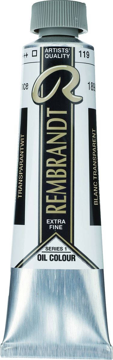 Royal Talens Краска масляная Rembrandt цвет 119 Белый прозрачный 40 мл01051192 Royal Talens Краска масляная Rembrandt цвет 119 Белый прозрачный 40 мл01051192Масляные краски Rembrandt – это профессиональные краски исключительно высокого качества и традиций производства с 1899 г. Благодаря высокой концентрации натурального пигмента достигается чистота, насыщенность и глубина цвета. Широкая цветовая палитра и отличный баланс укрывистых и прозрачных оттенков позволят воплотить любые замыслы художника. Работы, написанные масляными красками Rembrandt, на долгие годы сохранят свое великолепие, а цвета не потускнеют и не потеряют интенсивности.Уровень Artist. Основные характеристики:Оптимальная интенсивность цвета с высокой концентрацией пигмента (не содержит наполнителей)Максимальная светостойкость (гарантия сохранения цвета у большинства оттенков – 100 лет)Единая степень вязкостиПалитра из 120 цветов