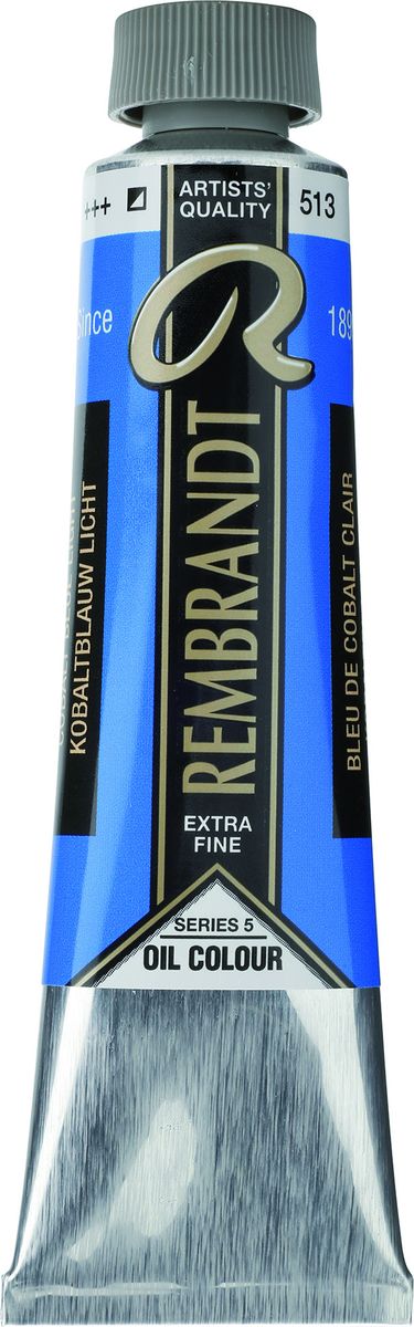 Royal Talens Краска масляная Rembrandt цвет 513 Кобальт синий светлый 40 мл01055132 Royal Talens Краска масляная Rembrandt цвет 513 Кобальт синий светлый 40 мл01055132Масляные краски Rembrandt – это профессиональные краски исключительно высокого качества и традиций производства с 1899 г. Благодаря высокой концентрации натурального пигмента достигается чистота, насыщенность и глубина цвета. Широкая цветовая палитра и отличный баланс укрывистых и прозрачных оттенков позволят воплотить любые замыслы художника. Работы, написанные масляными красками Rembrandt, на долгие годы сохранят свое великолепие, а цвета не потускнеют и не потеряют интенсивности.Уровень Artist. Основные характеристики:Оптимальная интенсивность цвета с высокой концентрацией пигмента (не содержит наполнителей)Максимальная светостойкость (гарантия сохранения цвета у большинства оттенков – 100 лет)Единая степень вязкостиПалитра из 120 цветов