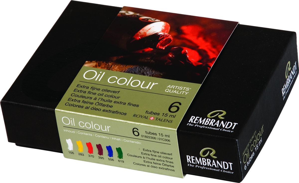 Royal Talens Набор масляных красок Rembrandt 6 цветов01822306 Royal Talens Набор масляных красок Rembrandt 6 цветов01822306Масляные краски Rembrandt – это профессиональные краски исключительно высокого качества и традиций производства с 1899 г. Благодаря высокой концентрации натурального пигмента достигается чистота, насыщенность и глубина цвета. Широкая цветовая палитра и отличный баланс укрывистых и прозрачных оттенков позволят воплотить любые замыслы художника. Работы, написанные масляными красками Rembrandt, на долгие годы сохранят свое великолепие, а цвета не потускнеют и не потеряют интенсивности.Уровень Artist. Основные характеристики:Оптимальная интенсивность цвета с высокой концентрацией пигмента (не содержит наполнителей)Максимальная светостойкость (гарантия сохранения цвета у большинства оттенков – 100 лет)Единая степень вязкостиПалитра из 120 цветов
