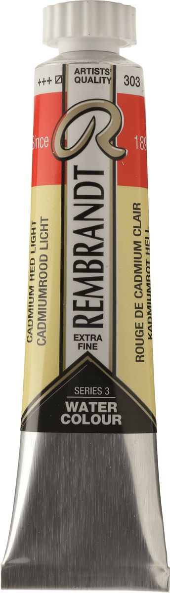 Royal Talens Акварель Rembrandt цвет 303 Кадмий красный светлый 20 мл05043030 Royal Talens Акварель Rembrandt цвет 303 Кадмий красный светлый 20 мл05043030Акварельные краски Rembrandt – это профессиональная акварель, обладающая всеми качествами, которые необходимы современным художникам. Каждый цвет состоит лишь из одного сконцентрированного пигмента и гуммиарабика (аравийской камеди), созданного по уникальной технологии. Краски отличаются высокой степенью светостойкости, прозрачности, обеспечивают отличную цветопередачу. Акварель Rembrandt хорошо ложится на бумагу, позволяя художнику контролировать расход краски с любой сложной фактурой.Уровень Artist.