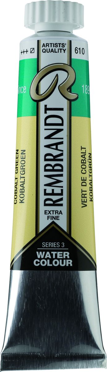Royal Talens Акварель Rembrandt цвет 610 Кобальт зеленый 20 мл05046100 Royal Talens Акварель Rembrandt цвет 610 Кобальт зеленый 20 мл05046100Акварельные краски Rembrandt – это профессиональная акварель, обладающая всеми качествами, которые необходимы современным художникам. Каждый цвет состоит лишь из одного сконцентрированного пигмента и гуммиарабика (аравийской камеди), созданного по уникальной технологии. Краски отличаются высокой степенью светостойкости, прозрачности, обеспечивают отличную цветопередачу. Акварель Rembrandt хорошо ложится на бумагу, позволяя художнику контролировать расход краски с любой сложной фактурой.Уровень Artist.