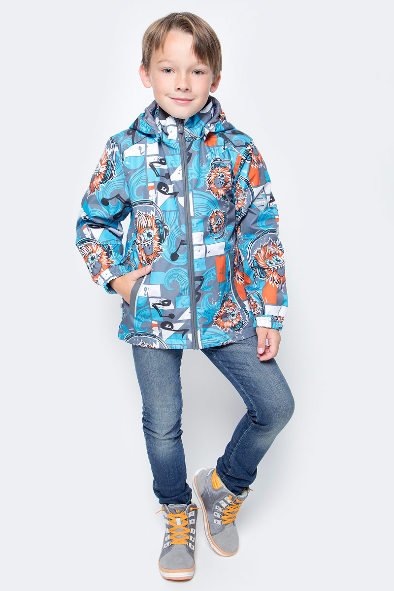 Куртка для мальчика Huppa Jody, цвет: голубой, серый, оранжевый. 17000004-73146. Размер 12217000004-73146 Куртка для мальчика Huppa Jody, цвет: голубой, серый, оранжевый. 17000004-73146. Размер 12217000004-73146Куртка с подкладкой для мальчика Huppa c длинными рукавами, воротником-стойкой и съемным капюшоном, выполнена из высококачественного водонепроницаемого и ветрозащитного материала на основе полиэстера. Модель застегивается на застежку-молнию с защитой подбородка спереди. Изделие имеет два прорезных кармана на застежках-молниях. Манжеты рукавов собраны на внутренние резинки. Модель оформлена оригинальным контрастным принтом. На изделии имеются светоотражательные элементы для безопасности в темное время суток.