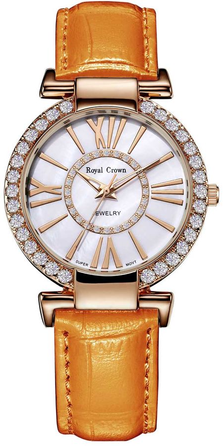 Часы наручные женские Royal Crown, цвет: золотистый. 6116-RSG-9
