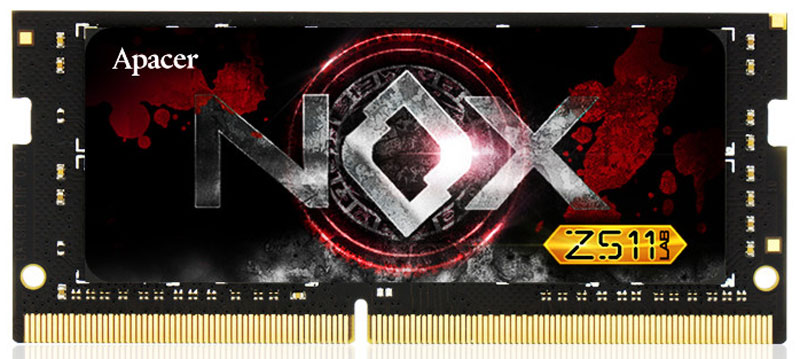 Apacer NOX SO-DIMM DDR4 8Gb 2800 МГц модуль оперативной памяти (ES.08G2W.GFE)ES.08G2W.GFE Apacer NOX SO-DIMM DDR4 8Gb 2800 МГц модуль оперативной памяти (ES.08G2W.GFE)ES.08G2W.GFEМодуль оперативной памяти Apacer NOX типа SO-DIMM DDR4 идеально подходит для игрового ноутбука и высокопроизводительной мини-системы. Предоставляет качество работы, надежность и производительность. Благодаря низкому напряжению (1,2 В), снижается потребление энергии, что обеспечивает снижение нагрева и бесшумную работу ноутбука.Объем памяти в 8 ГБ позволит свободно работать со стандартными, офисными и профессиональными ресурсоемкими программами, а также современными требовательными играми. Работа модуля осуществляется при тактовой частоте 2800 МГц и пропускной способности, достигающей до 22400 Мб/с, что гарантирует качественную синхронизацию и быструю передачу данных, а также возможность выполнения множества действий в единицу времени. Параметры тайминга 17-18-18-38 гарантируют быструю работу системы.