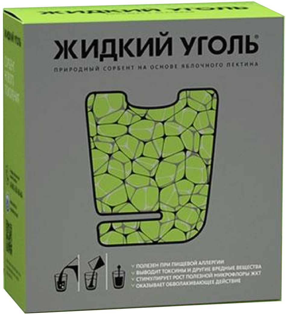 Жидкий уголь комплекс с пектином саше 7г №10221308 Жидкий уголь комплекс с пектином саше 7г №10221308В качестве БАД к пище - источника пектина, инулина, таурина, янтарной кислоты Сфера применения: ГастроэнтерологияПробиотическое и пребиотическое
