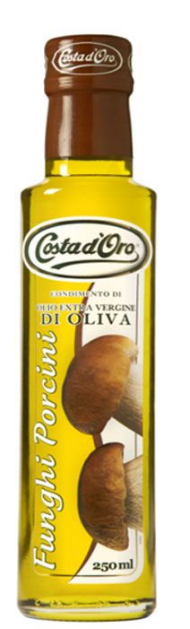 Costa dOro Extra Virgin масло оливковое нерафинированное со вкусом и ароматом белых грибов, 250 млМС-00008847 Costa dOro Extra Virgin масло оливковое нерафинированное со вкусом и ароматом белых грибов, 250 млМС-00008847Оливковое масло Extra Virgin отличается красивым зеленым цветом с золотистым оттенком. В богатом аромате и вкусе масла - легкие нотки белых грибов. Оливковое масло с ароматом белых грибов великолепно в качестве дополнения готовых блюд из мяса, заправки супов, салатов, соусов, пасты, пиццы, для приготовления холодных и горячих закусок. О производителе: Компания Costa dOro основана в 1968 году в Сполето, в сердце Умбрии, семьями Сабатини и Сантироси, объединившими опыт производства оливкового масла класса премиум. В переводе с итальянского название Costa dOro звучит как Золотой берег и символизирует сочетание серебряного цвета вековых оливковых рощ и золотого цвета оливкового масла Extra Virgin. По сей день, с момента основания, компания остается семейной, переходя от отца к сыну из поколения в поколение, сохраняя традиции и высокий уровень производства растительного масла по традиционным итальянским рецептам.