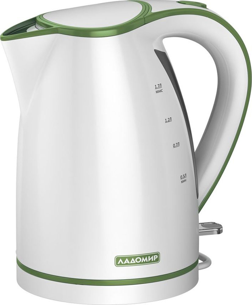 Ладомир 327 чайник электрический, цвет белый зеленый