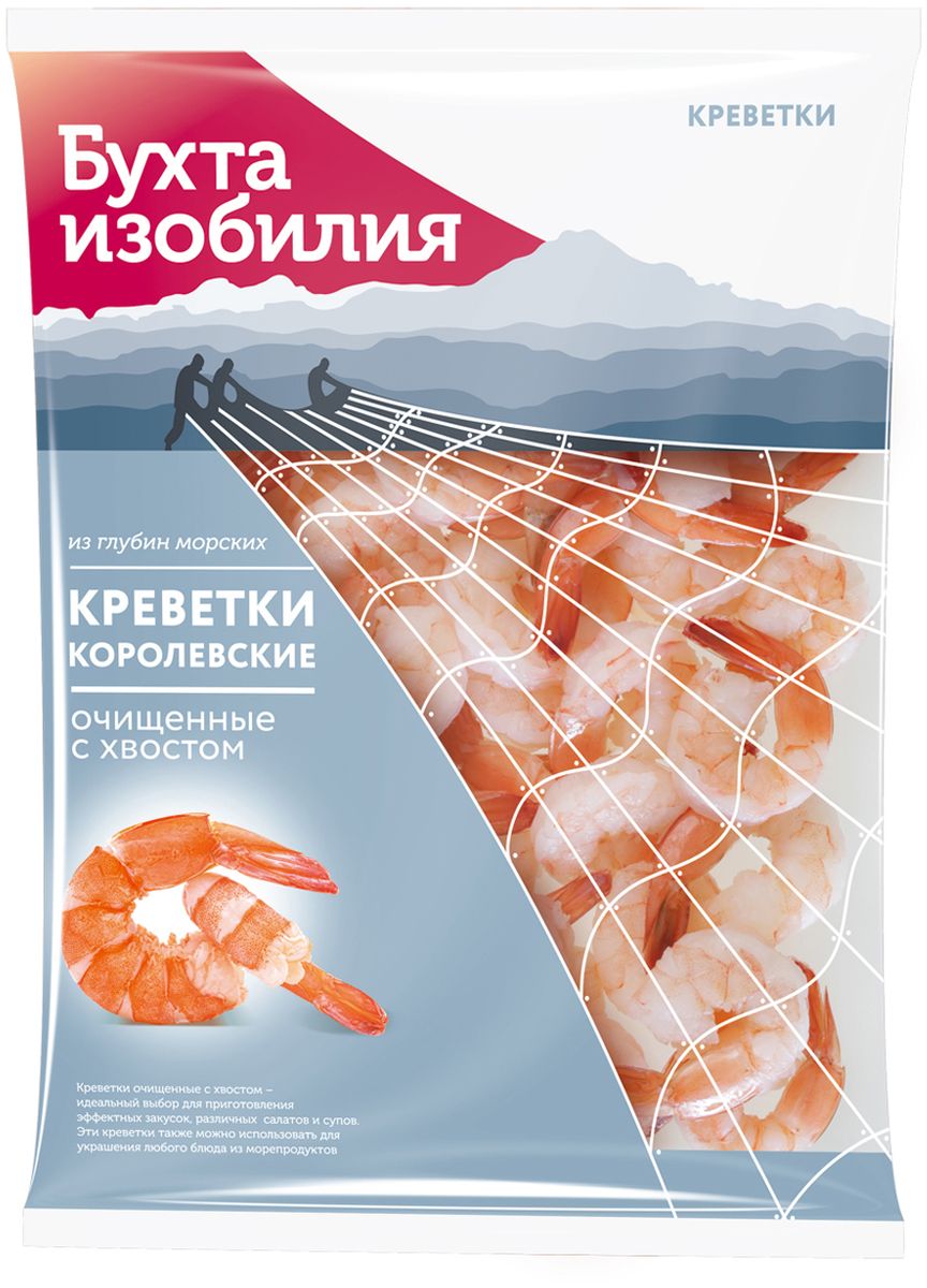 Бухта Изобилия Королевские креветки 50/60, очищенные с хвостом, варено-мороженые, 500 г70064313 Бухта Изобилия Королевские креветки 50/60, очищенные с хвостом, варено-мороженые, 500 г70064313Креветки могут дополнить практически любое блюдо своим изысканным вкусом. Шеф-повара часто используют их для приготовления пасты, ризотто и других вторых блюд.