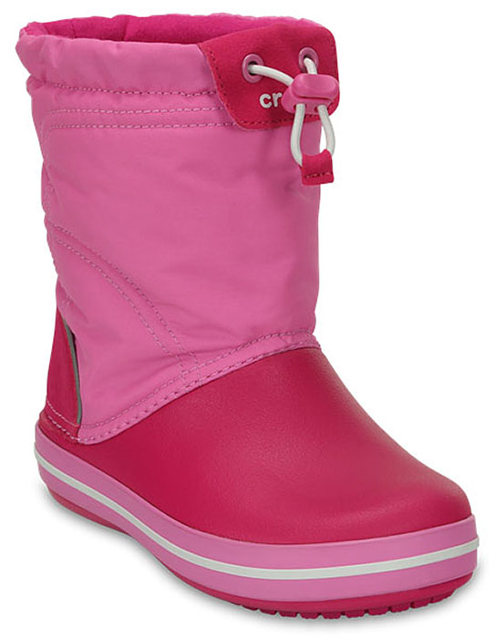 Дутики детские Crocs Crocband LodgePoint Boot K, цвет: розовый. 203509-6LR. Размер J3 (34/35)
