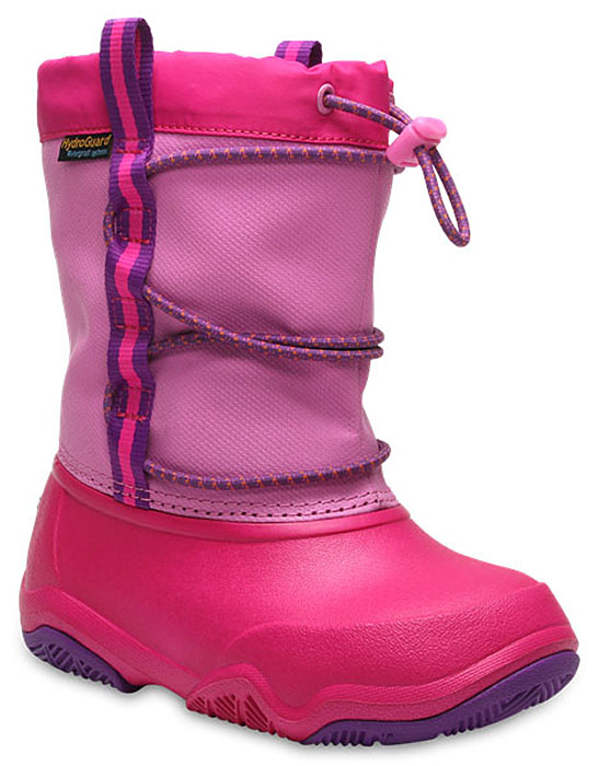 Дутики для девочки Crocs, цвет: розовый. 204657-6LA. Размер C7 (24)