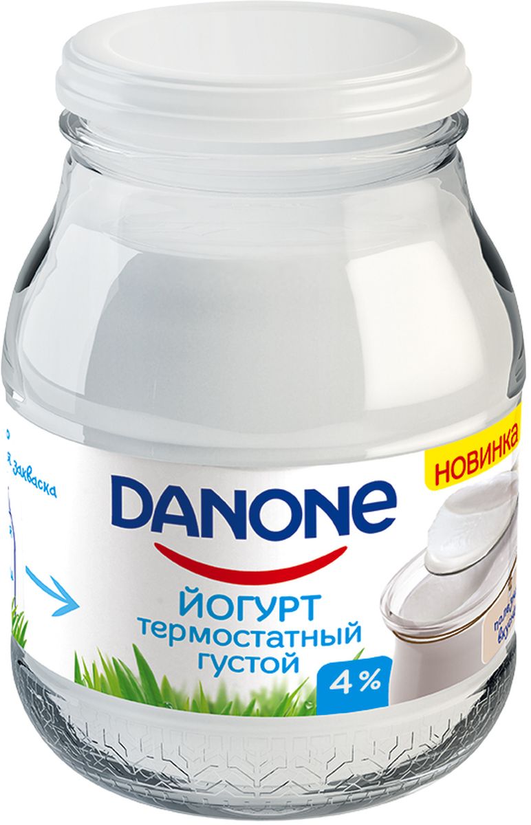 Danone Биойогурт густой термостатный 4%, 250 г106838 Danone Биойогурт густой термостатный 4%, 250 г106838Йогурт Danone Термостатный жирностью 4% благотворно влияет на пищеварение и стимулирует работу кишечника. Стильная пластиковая баночка имитирует стеклянную, она герметично закрыта и легко открывается.