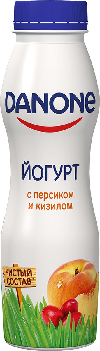 Danone Йогурт питьевой Персик кизил 2,1%, 270 г121238 Danone Йогурт питьевой Персик кизил 2,1%, 270 г121238Йогурт питьевой со вкусом персика и кизила, жирностью 2,1%.