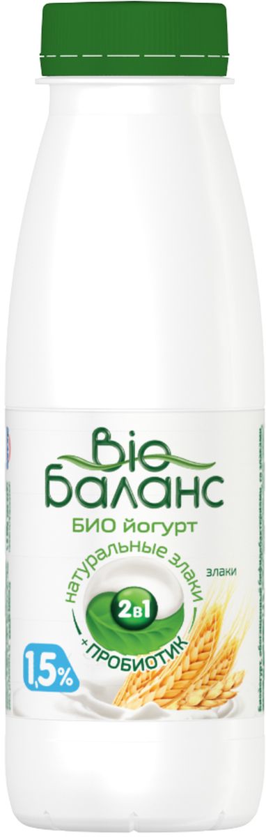Био-Баланс Биойогурт Злаки 1,5%, 330 г биойогурт bio баланс злаки 1 5%