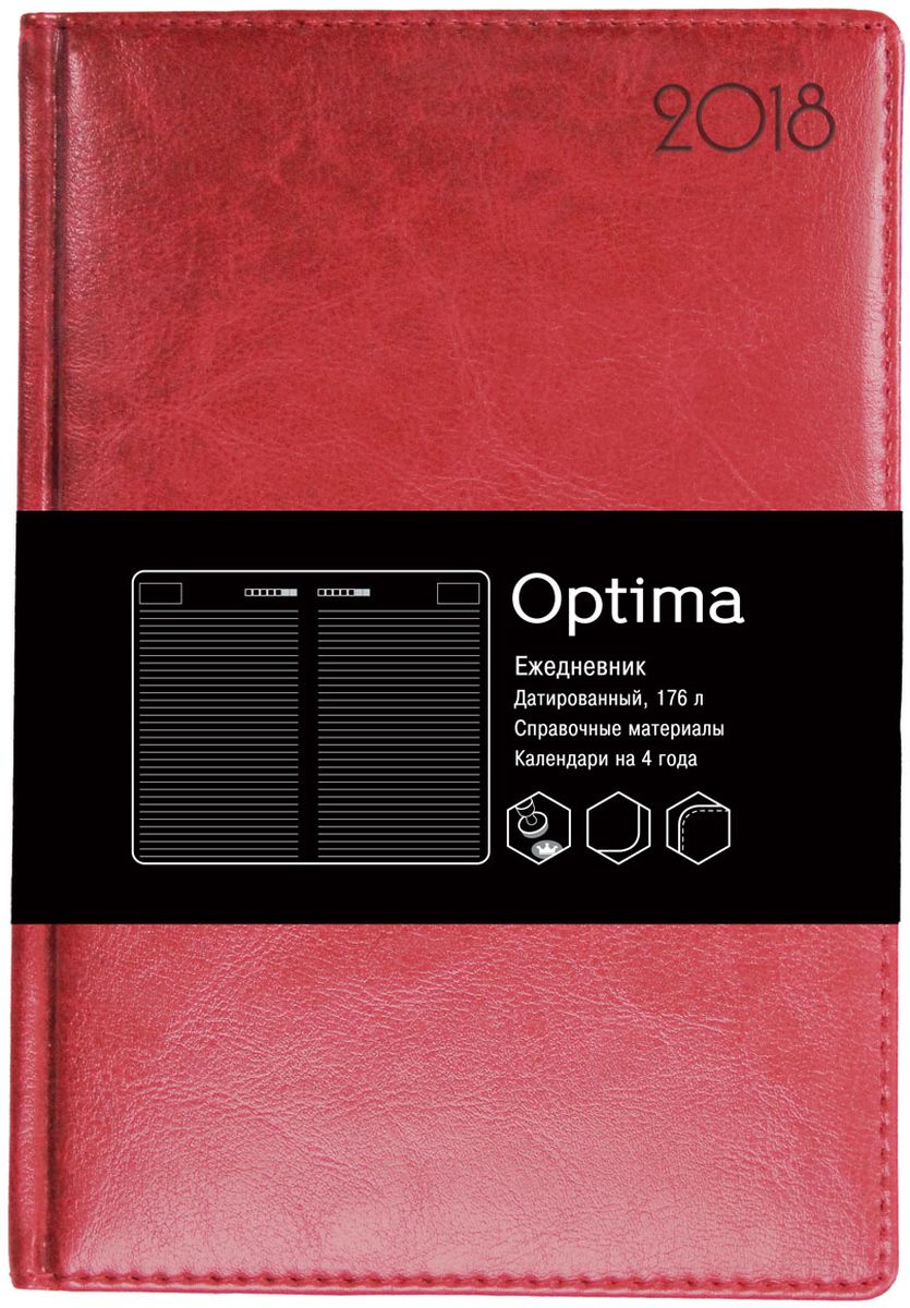 Канц-Эксмо Ежедневник Optima 136 листов формат А5 ЕКО51813601ЕКО51813601 Канц-Эксмо Ежедневник Optima 136 листов формат А5 ЕКО51813601ЕКО51813601Ежедневник А5. недатированный 136л. Иск. кожа с поролоном (Optima)., бумага 60г/м2, белая, скругленные углы, форзацы цветные, индивидуальная упаковка, Optima. Бордо (А5 недатированный 136л)