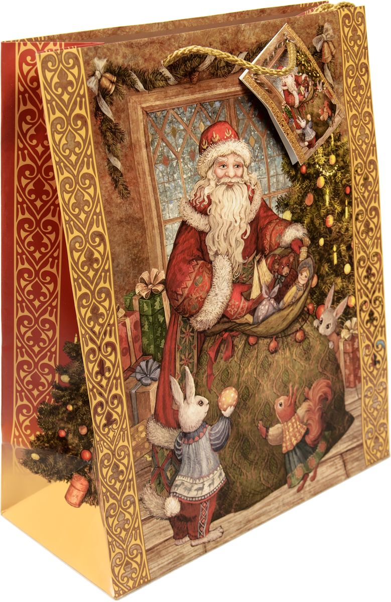 Пакет подарочный Magic Time Мешок с подарками, 40,6 х 48,9 х 19 см75335 Пакет подарочный Magic Time Мешок с подарками, 40,6 х 48,9 х 19 см75335Новогодний подарочный пакет Мешок с подарками от Magic Time - это стильный и практичный вариант упаковки подарка к любимому всеми празднику. Авторский дизайн, красочное изображение, тематический рисунок - все слагаемые оригинального оформления подарка. Окружите близких людей вниманием и заботой, вручив презент в нарядном, праздничном оформлении. Пакет с матовой ламинацией изготовлен из плотной бумаги. Для удобства переноски имеются две веревочные ручки. Дно укреплено картоном.