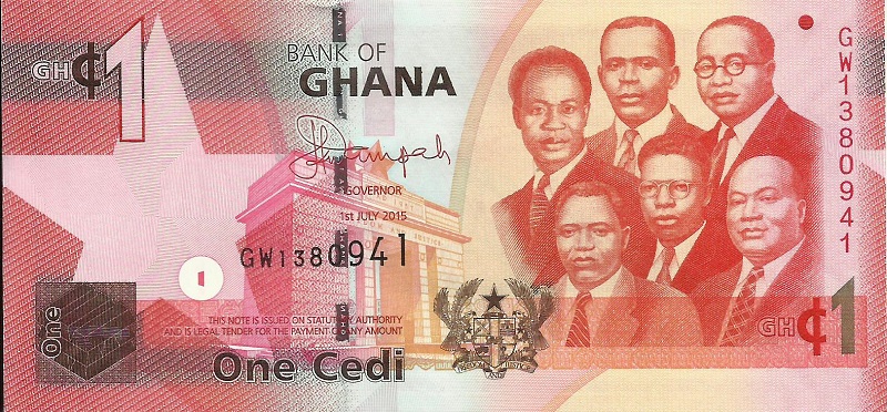 Банкнота номиналом 1 седи. Гана. 2015 год